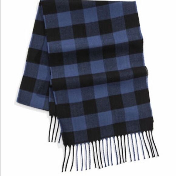 Hudson North Gingham Check Print Scarf-blue/black-one Size - Picture 1 of 2